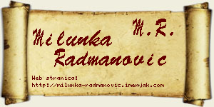 Milunka Radmanović vizit kartica